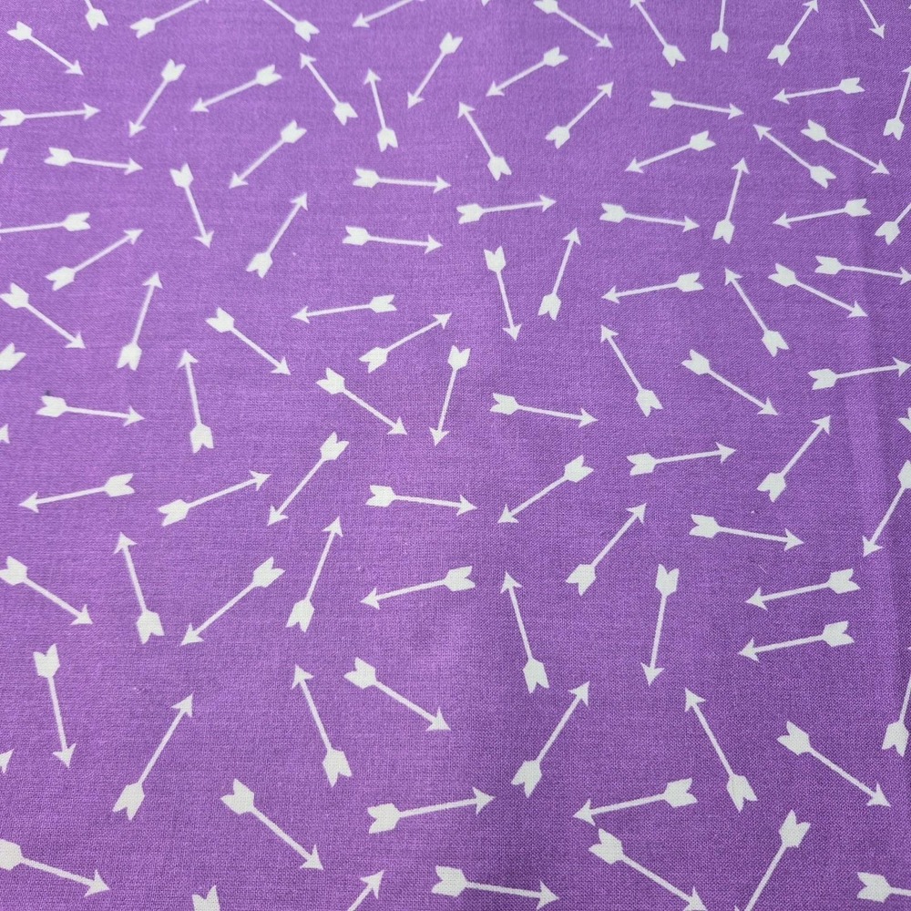 White Arrows on Purple Background Allover Pattern JoAnn Cotton Fabric 3 1/3 Yds